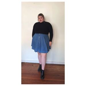 Plus size jean skater skirt